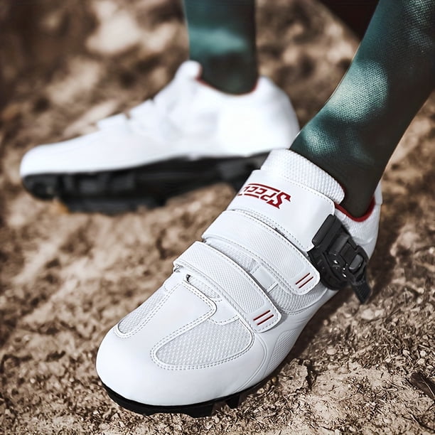 Chaussures De Vélo Homme SPD Respirantes - Taille 46, Cuir, Semelle 3 Trous Pour Entraînement