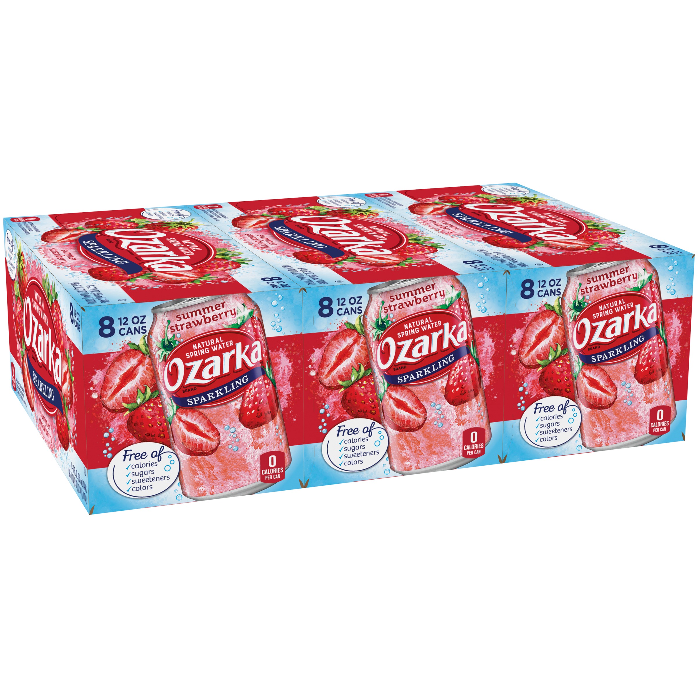 Ozarka Sparkling Water, Summer Strawberry, 12 oz. Cans (Pack of 24