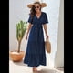 thumbnail image 5 of Vestido Bohemio de Lunares para Mujer, de Verano, con Cuello en V, Corta, y Fluido, para Invitada A una Boda en la Iglesia Azul L, 5 of 10