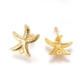 thumbnail image 2 of 10pairs Brass Stud Earring Findings with Plastic Ear Nuts and Loop Long-Lasting Plated Starfish/Sea Stars Golden 18x17x2mm Hole: 1.2mm Pin: 0.7mm, 2 of 2