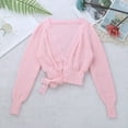 thumbnail image 3 of LiiYii Kids Girls Ballet Dance Sweater Cardigan Long Sleeve Knitted Wrap Tops Warm-up Gymnastics Pink 120, 3 of 7