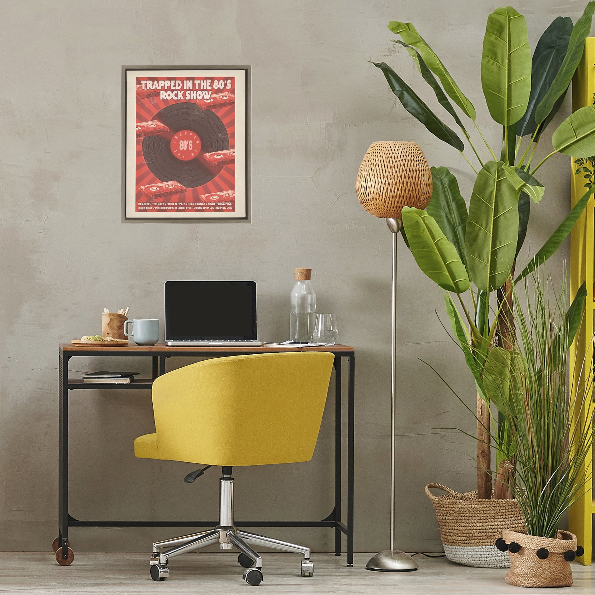 Stupell Industries Trapped in 80s Rock Show Brown Framed Floater Canvas Wall Art, design by Old Red Truck