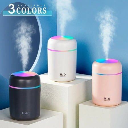 

Goorabbit 2 Packs Humidifier Car Diffuser Cool Mist Air Refresher 300mL USB Humidifier Colorful LED Lights Waterless Auto Shut-Off(Dark Gray)