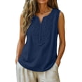 thumbnail image 2 of JJHGVB Cotton Linen Tops for Women Crewneck Thick Strap Tank Tops for Women Camisole Top Womens Tops Dressy Casual Sports Workout Tank Casual Basic Top Fitted Cami Vest Tops for Women A2-Navy 2XL, 2 of 3