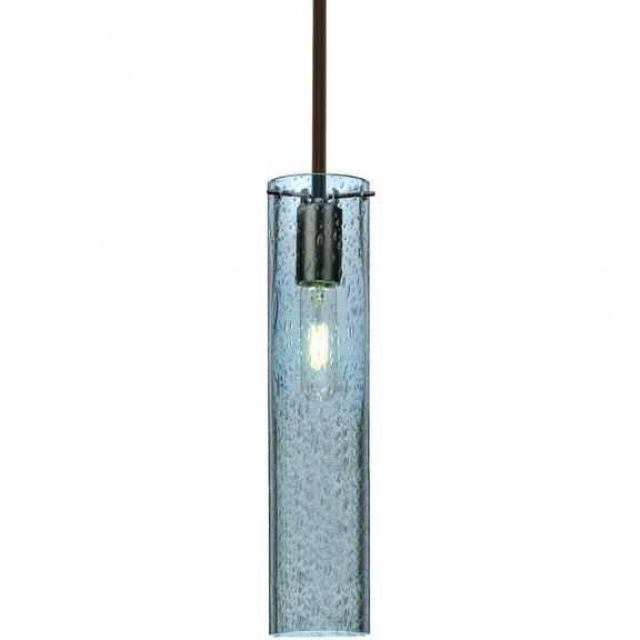 Besa Lighting - Juni 16 - 1 Light Cord Pendant-Bronze Finish-Blue Bubble Glass