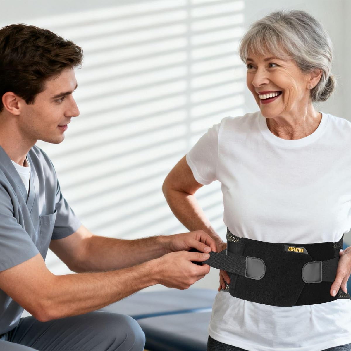 JIUFENTIAN Copper Back Brace for Women Men Lower Back Pain Relief, Herniated Disc-Lower Back Support Belt for Lifting, Sitting, Working, Muscle Strain & Recovery-m