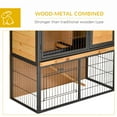 thumbnail image 6 of Pawhut Wood-metal Rabbit Hutch Elevated Pet House Bunny Cage Small Animal Habitat with Slide-out Tray Asphalt Openable Roof Lockable Door for Outdoor 35" x 18" x 32" Light Yellow, 6 of 9