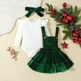 thumbnail image 2 of Otqutp Baby Girls Red Christmas Dress Set Autumn and Winter Strip Long Sleeve Harrow Dress with Short Three Piece Outfits 0-18 Months(Green,3-6 Months), 2 of 9