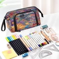 thumbnail image 5 of Nylon Fish Mouth Pencil Case with Large Capacity Zipper Pencil Pouch Colorful Flowers and Planets Pencil Bag Organizers, 5 of 7
