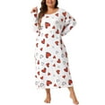 thumbnail image 1 of Pijamas de San Valentín para mujeres de tallas grandes Agnes Orinda, vestido de dormir de manga larga con cuello redondo, ropa de dormir casual 2X blanca, 1 of 6