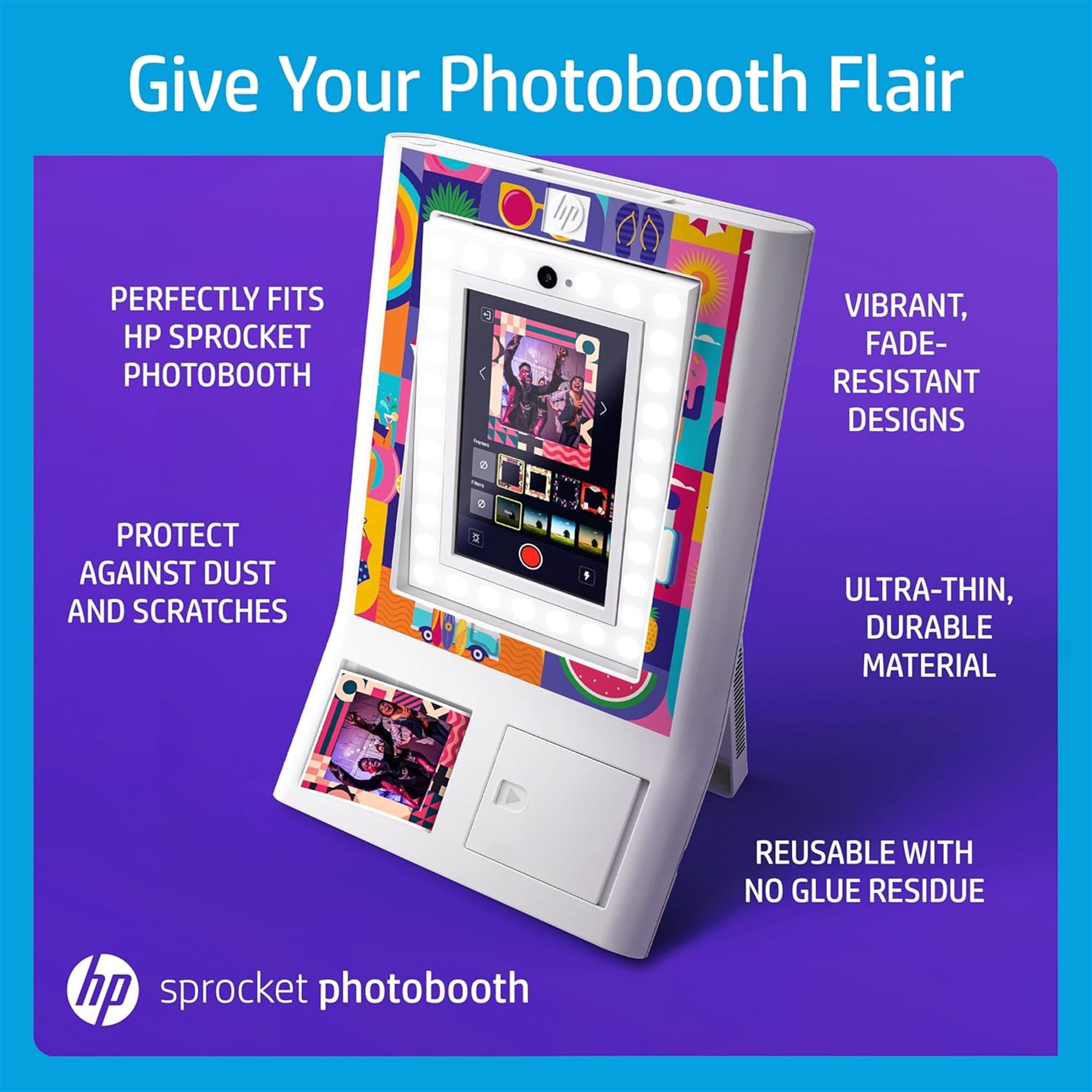 HP Sprocket Photobooth Sticker Frames - 15-Pack of Custom Adhesive Stickers Exclusively for Use with HP Sprocket Photobooth