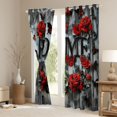 thumbnail image 3 of Rideau de Fenêtre Roses Rouges, Rideau Floral Romantique Papillon Noir de Jardin pour Adultes Adolescents Enfants, Rideaux de Fenêtre Planche en Bois Vintage Rustique de Ferme de 2 Panneaux pour Décoration de Chambre, 38wx54l Pouces, 3 of 6