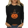 thumbnail image 2 of Fartey Women's Halloween Shirts Slim Fit 3/4 Length Sleeve Tunic Tops Funny Halloween Pumpkin Print Tee Shirts Soft Comfy Crew Neck Festival Pullover Blouses, 2 of 4