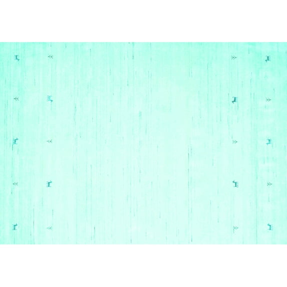 Ahgly Company Indoor Rectangle Solid Turquoise Blue Modern Area Rugs, 2' x 3'