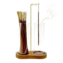 Taotique Glass Incense Holder, 2 in 1 Incense Holder for Sticks Incense Burner Holder with Storage & Sticky Pads, Anti-Ash Flying Incense Burne and Organizer Meditation Yoga Spa Room Decor