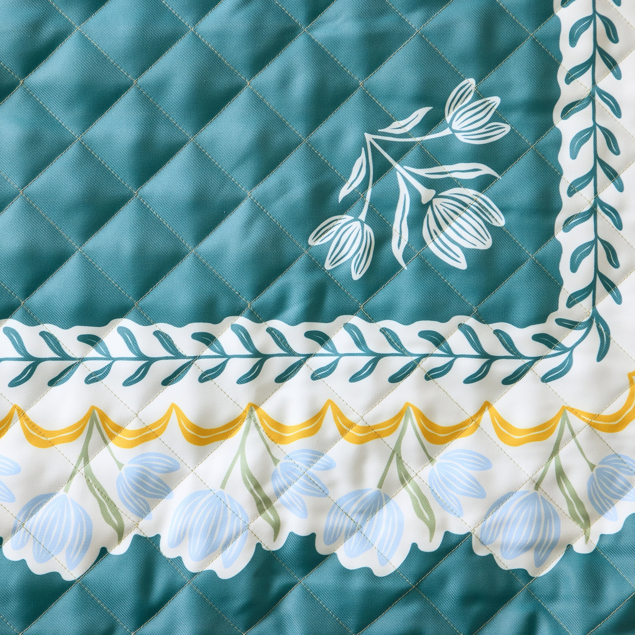 Better Homes & Gardens Sylvia Reversible Floral Outdoor Blanket Teal Stone 72 x 72