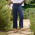 thumbnail image 6 of Cropped Linen Pants Women High Waisted Flare Wide Leg Capri Work Pants Business Casual Ankle Pants with Pockets, 2810 Limited Time, 6 of 6