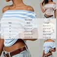thumbnail image 4 of yillto Women off Shoudler Tops Striped Short Sleeve Shirts Casual Tunics Tees Ruched Slim Fashion Outfits, 4 of 7