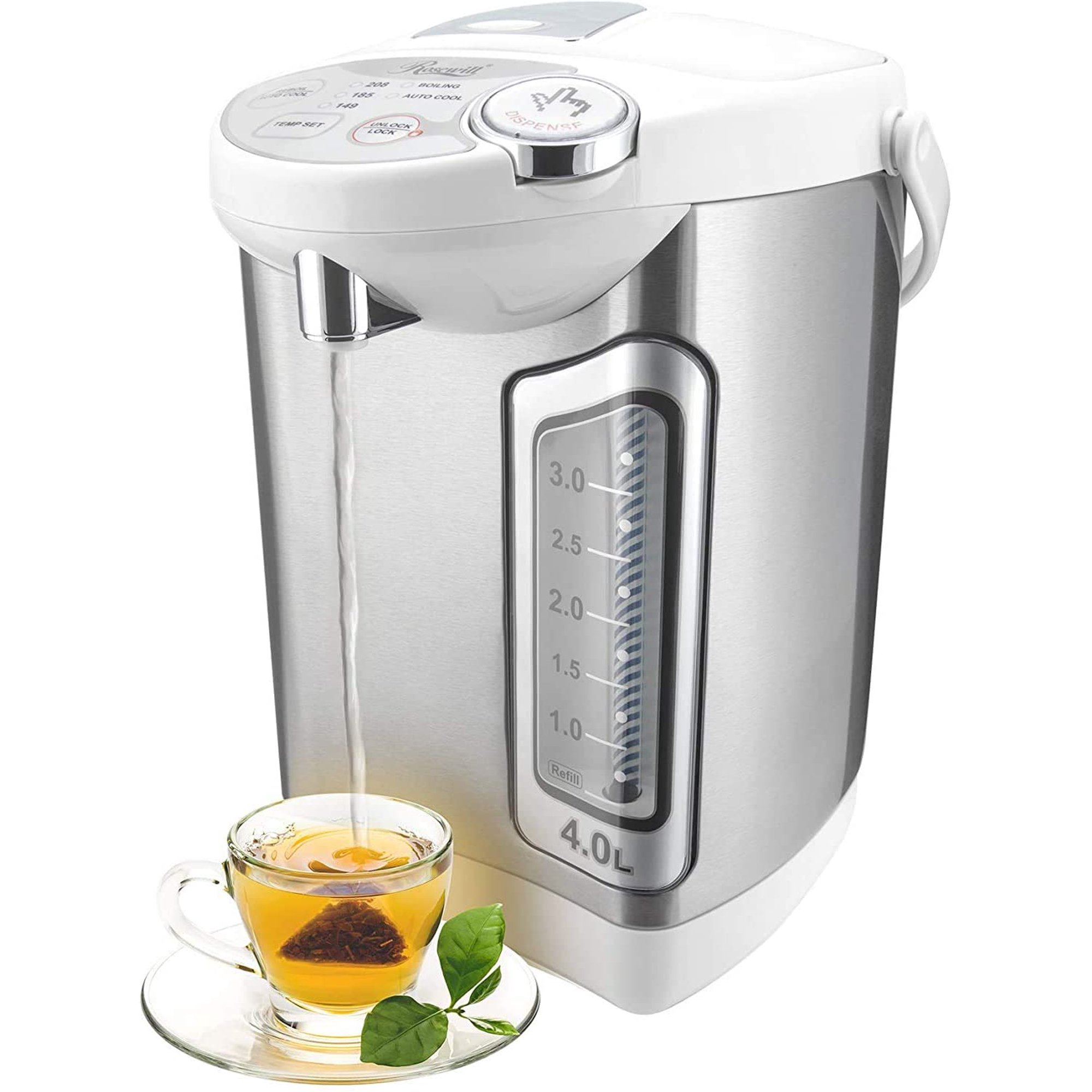 Rosewill Electric Hot Water Boiler and Warmer, 4.0 Liter Hot Water  Dispenser, Stainless Steel / White, R-HAP-15002 - Walmart.com