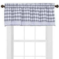 Plaid Checkered Country Farmhouse Rod Pocket Window Valance - Gray/White