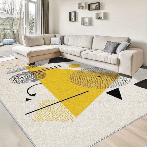 1PC Geometric Pattern Area Rug Partial Carpet, Lightweight Washable Easy-to-Tidy Carpet Mat Festival Gift, Suitable for Living Room, Bedroom, Dining Room, Bathroom, Office, Room Accessones