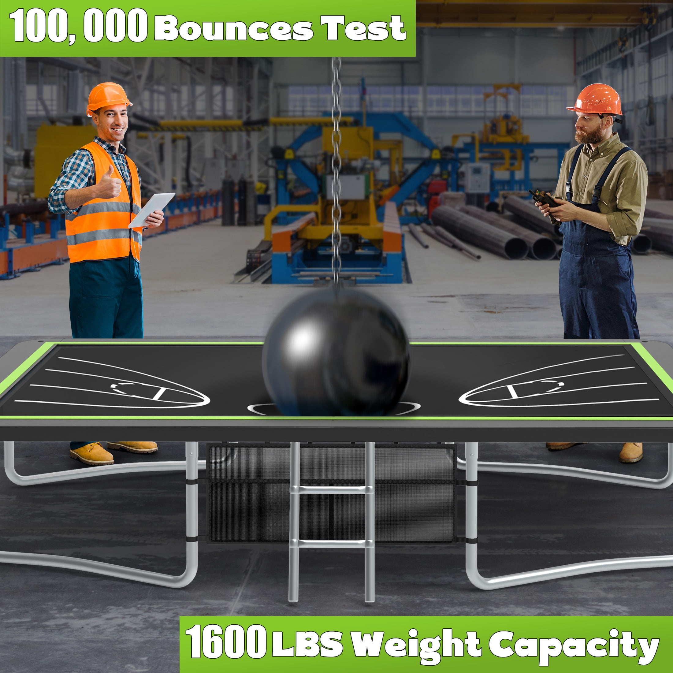 Large Rectangle Trampoline for Kids and Adults, 1600LBS Weight Capacity Recreational Trampoline with Enclosure Net, Basketball Hoop, Segmart Galvanized Heavy Duty Outdoor Trampolines for Patio Garden