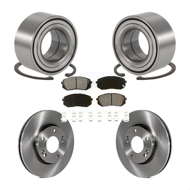 Transit Auto Front Wheel Bearing Disc Brake Rotors and Semi-Metallic Pads Kit for Car 2007-2009 Kia Rondo KBB-102587