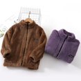 thumbnail image 5 of Caqnni Girls Polar Fleece Jacket Sherpa Fuzzy Hoodie Winter Coat with Full Zip Fluffy Outerwear (Z01-Coffee,4-5 Years), 5 of 6