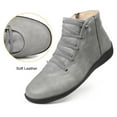 thumbnail image 2 of Ecetana Womens Flats Boots Side Zipper Leather Ankle Booties, 2 of 6