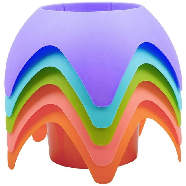 Accesorios de vacaciones en la playa, posavasos de arena de playa, portavasos (morado, azul Carolina, verde limón, naranja y rosa, paquete de 5) Jormftte WMXL-287