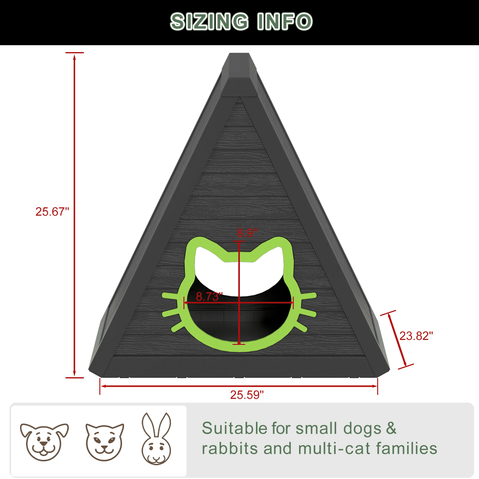 Joxxoaa Cat House for Indoor and Outdoor Cats, Feral Cat Shelter, Suitable for Outdoor Use. Easy to Install and Clean, Ideal for Indoor and Balcony Use.（Black)/(Gray)，Father's Day Gift