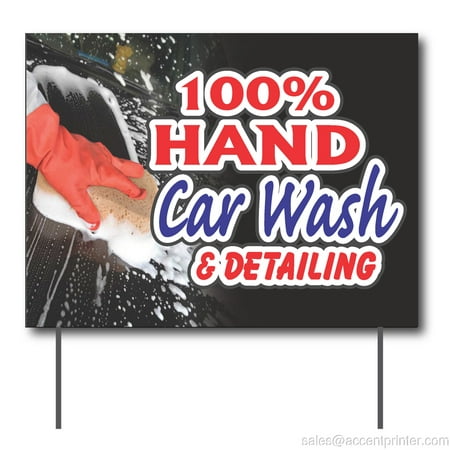 100% Hand Car Wash & Detailing Curbside Sign, 24
