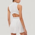 thumbnail image 5 of Women's Sleeveless Zip Front High Neck Tennis Dress with Pleated Skirt and Contrast Waist Trim - X Large, White, 5 of 7