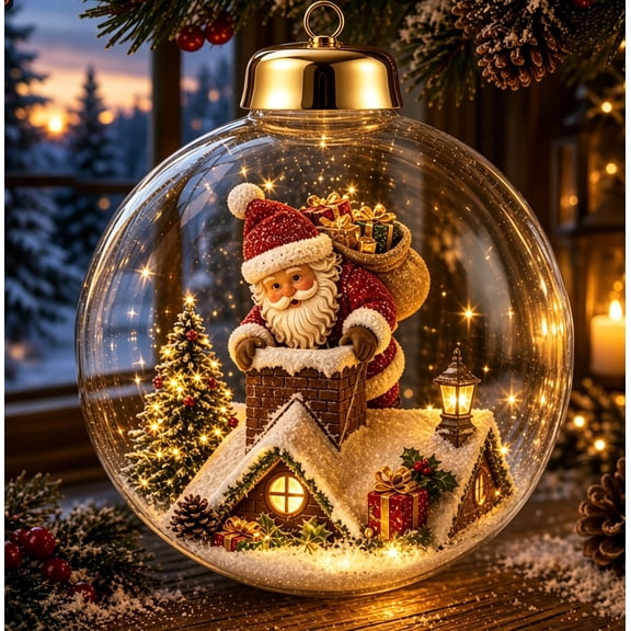 CSSAD Christmas Decorations - Light Up Christmas Ball Ornaments, Clear Mini Holiday Scene Hanging Decorations with Warm LED Lights, Glowing Christmas Story Ornament Balls for Christmas Tree