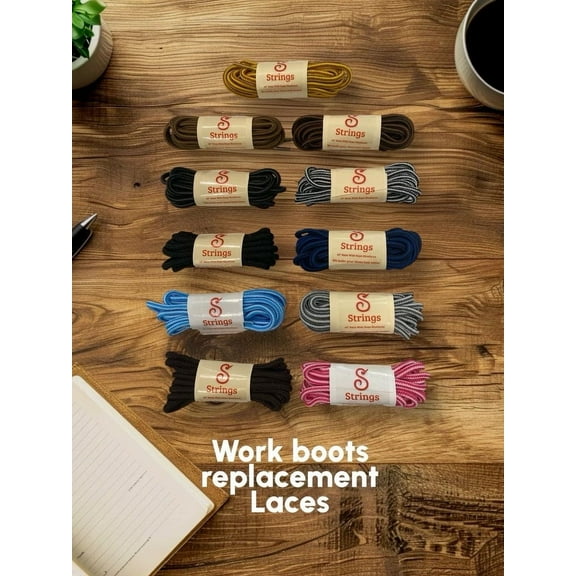 Strings Safety Shoes & Boots, Replacement Laces, Black, 36"