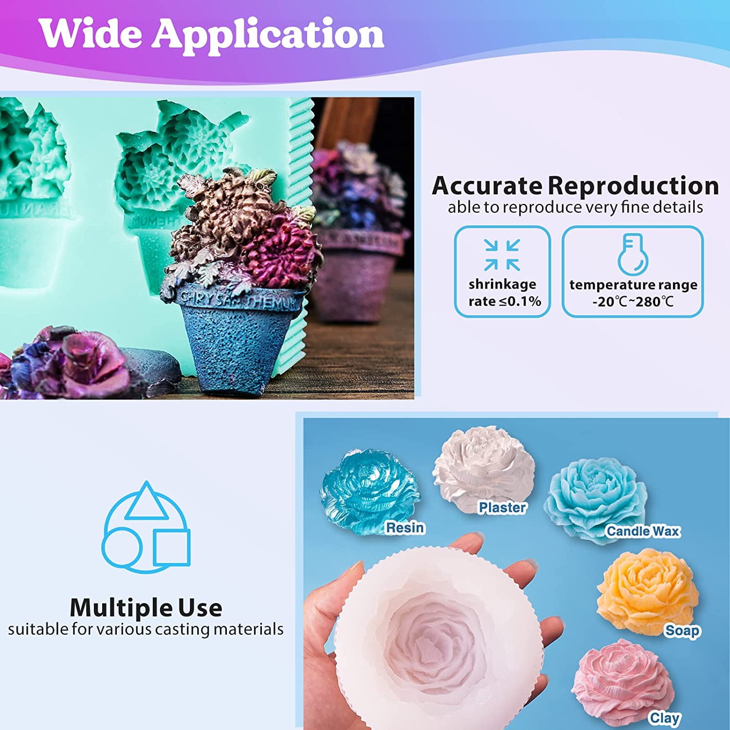 LET'S RESIN 15A Silicone Mold Making Kit-Translucent Silicone Rubber Non-Toxic Liquid Mold Making Silicone-20.46oz Super Elastic Molding Silicone