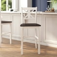 thumbnail image 3 of 2 Piece Bar Stools, X Design Wood Back, White Wood Frame, 3 of 4