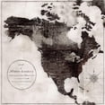 thumbnail image 3 of Cusson, Marie-Elaine 20x20 Black Modern Framed Museum Art Print Titled - World Map Black and White IV-North America, 3 of 5
