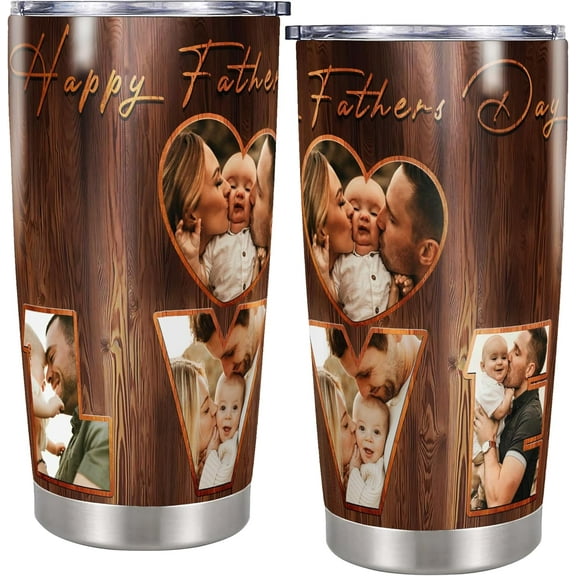 Personalized Dad Tumbler 20oz – Custom Photo Travel Coffee Mug Stainless Steel Insulated Double Wall Vacuum Thermal Drinking Cup Gift for Birthday Christmas Happy Fathers Day