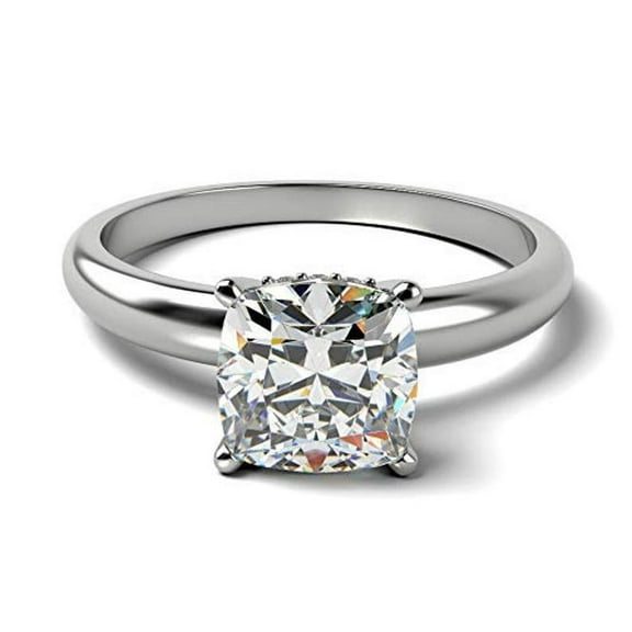 Diamond-Capitals Solitaire Round Brilliant Cut Diamond Engagement Ring 2.12 ct, White Gold