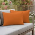 thumbnail image 5 of 2 Pack Outdoor Waterproof Throw Pillow Covers,Solid Art Minimalist Pure Orange Decorative Rectangle Patio Pillowcases for Chair Couch Sofa 20x12in, 5 of 9