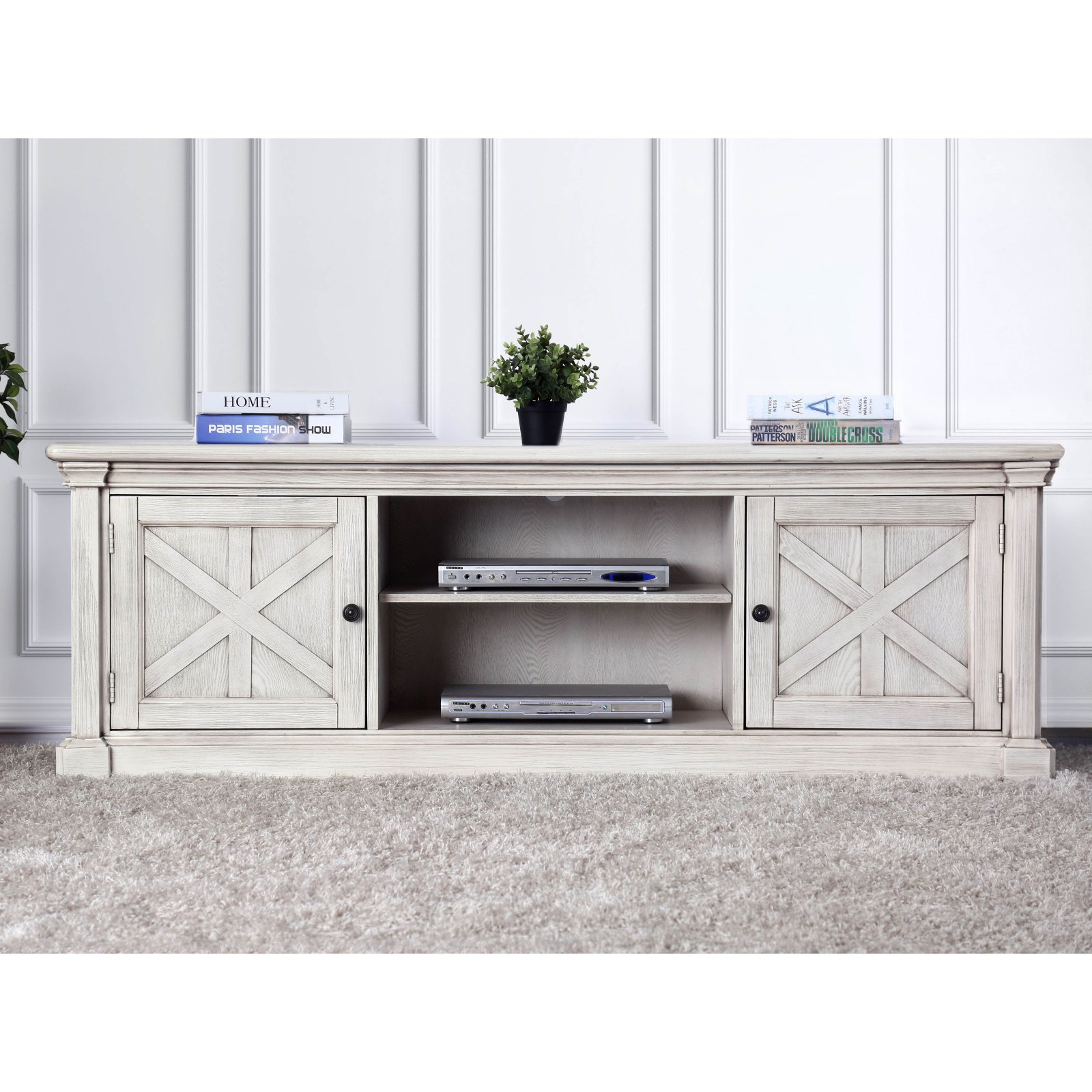 Furniture of America Randall 2 Door TV Stand Antique White