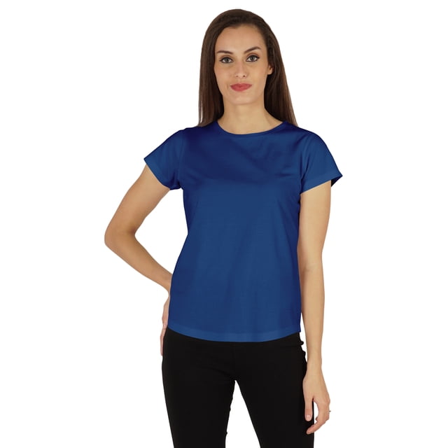 Inkmeso T-Shirt à Manches Courtes Uni pour Femmes Coupe Régulière Décontractée T-shirts Basiques Doux