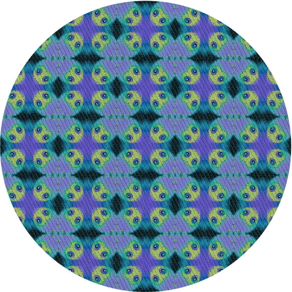 Ahgly Company Indoor Round Patterned Mint Green Area Rugs, 3' Round