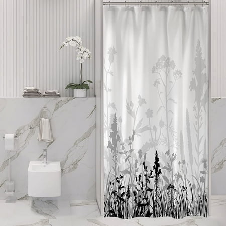 Heibinsmall Stall Shower Curtain 36 X 72 Grey Black Fabric Curtains For Bathroom Abstract Flower Plant Leaf Shadow White Background Neutral Modern Decor Canada Heibinsmall Stall Shower Curtain 36 X, Fabric Shower Stall Curtain 36 X 72