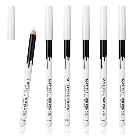 KAIQIKAIXI 6 lápices delineadores de ojos blancos uso profesional como resaltador suave impermeable sombra de ojos de larga duración abrillantador de ojos lápiz de sombra de ojos lápiz de línea de lab