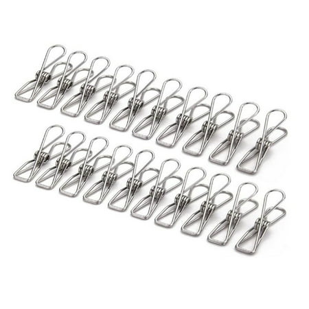 

20Pcs Stainless Steel Spring Clamp Clothespin Not-Slip Clothespin Sock Clip Sheet Clip Household Items