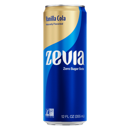 Zevia Zero Sugar, 0 Calorie Sleek Soda Can, Vanilla Cola, 12 fl oz