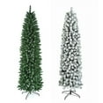 thumbnail image 3 of 7.5ft Pointed PVC Pen Holder Christmas Tree, Classic Christmas Tree, Hinged Artificial Slim Tree, Easy Assembly, Metal Hinges & Foldable Base, for Home, Office, Party Decoration, Green, 3 of 7