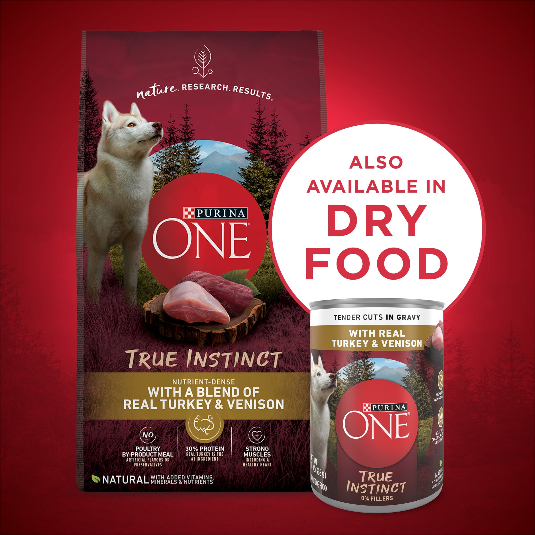 (12 pack) Purina ONE True Instinct Wet Dog Food, High Protein Soft Turkey & Venison, 13 oz Can